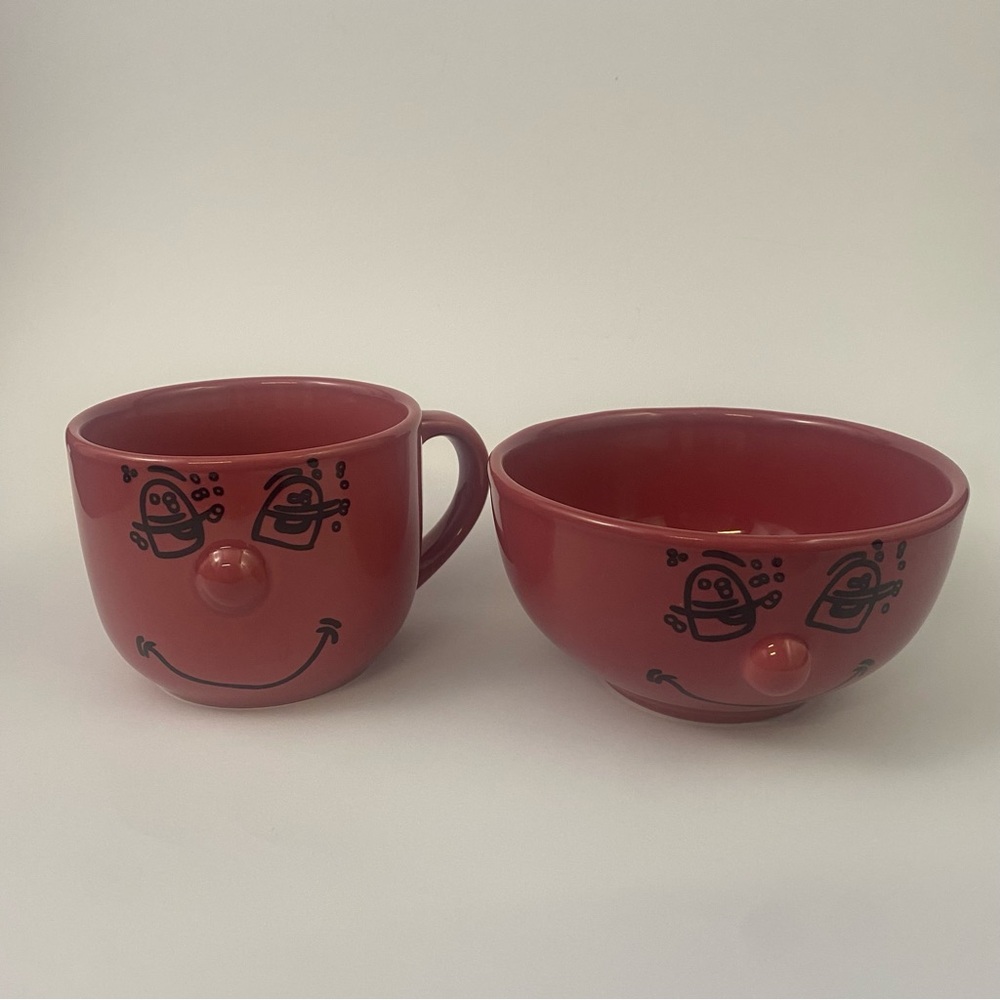Smiley Face Mug Bowl Dolce Vito Mauve 3D Smile Coffee Cup